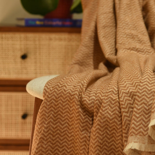 Pure Cashmere Throw Blankets in Orange Brown